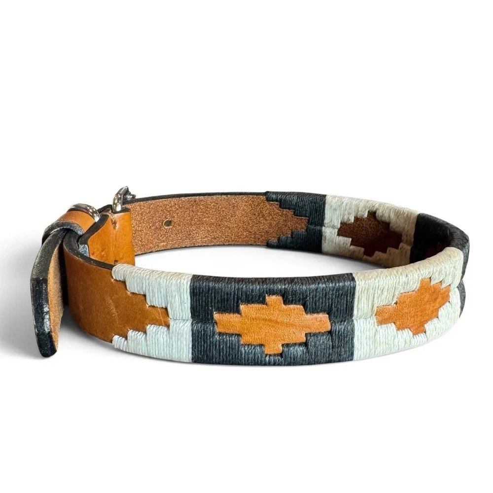 Zilker Antone's Dog Collar Size Medium Argentine Leather Artisan Gaucho NEW
